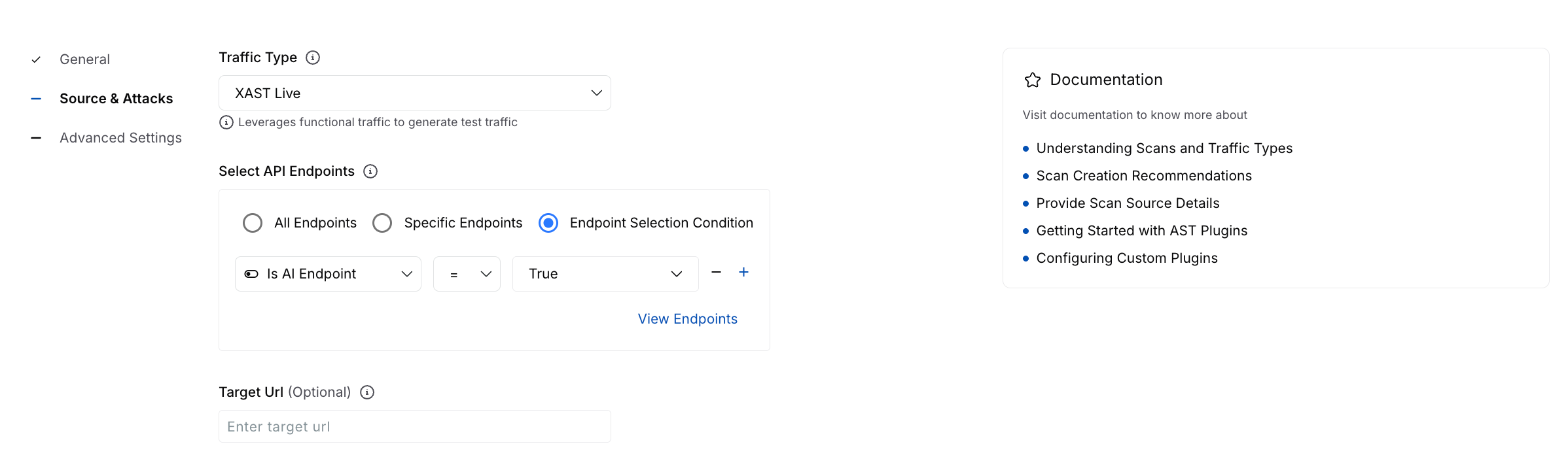 Select Source and Attacks